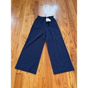 Grace & Mila Etienne Wide Leg Paperbag Waist Pants Marine Navy Blue Small NWT